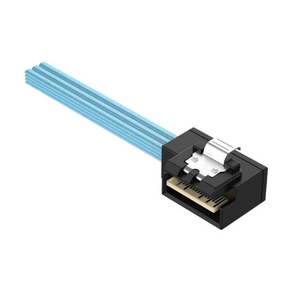 Low Profile SlimSAS 4i 38Pos Left Entry Cable / SFF-8654 / SAS 4.0 24Gbps, or PCIe Gen 4.0 16GT/s 2