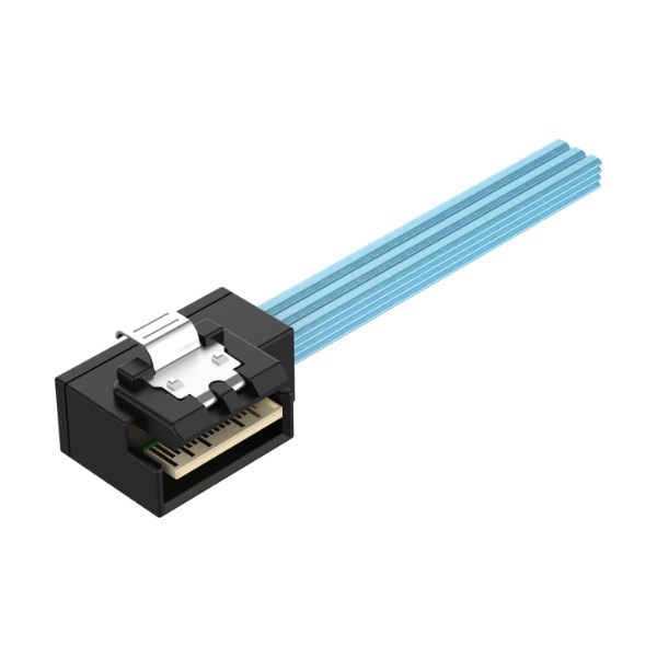 Low Profile SlimSAS 4i 38Pos Right Entry Cable / SFF-8654 / SAS 4.0 24Gbps, or PCIe Gen 4.0 16GT/s 2